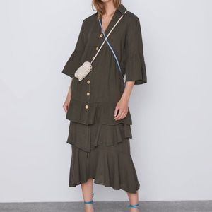 Zara buttoned ruffled dress